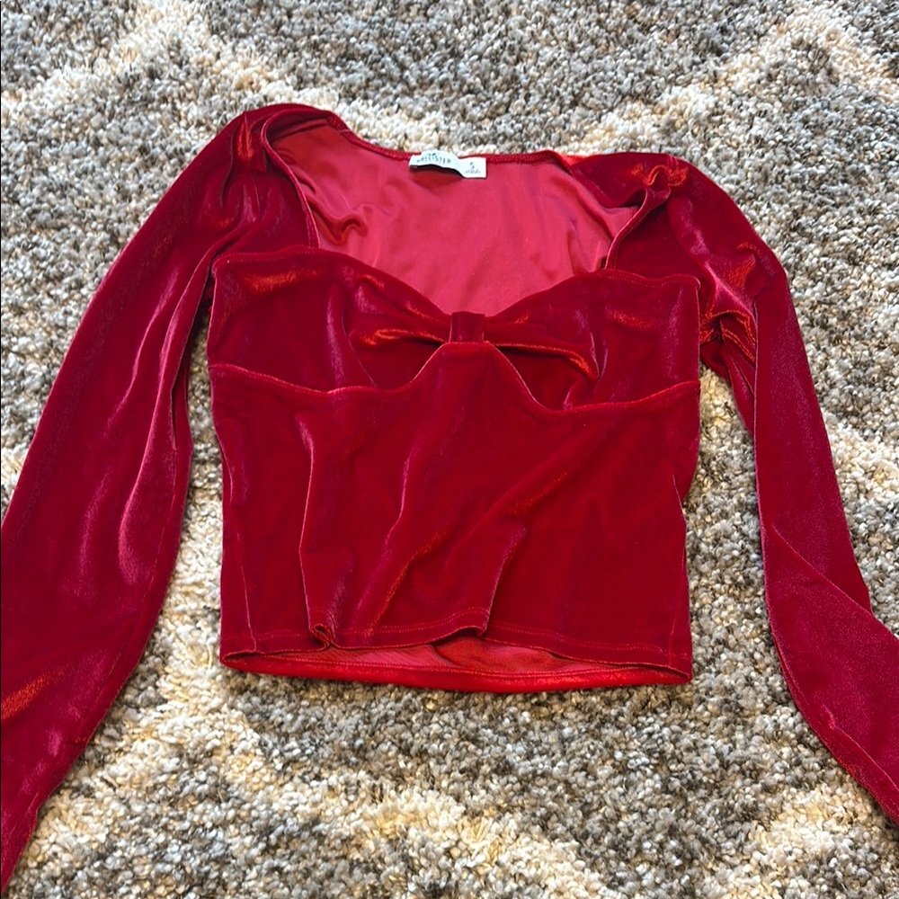 Elegant Red Velvet Women's Top